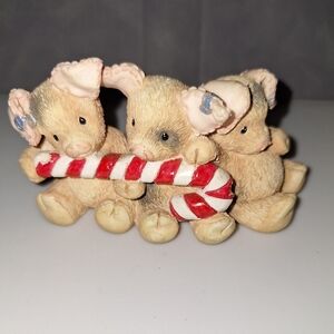 Charming Tan and Red Pig Trio Figurine